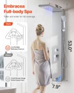 Shower Panel Tower System Stainless Steel Column Rainfall Waterfall Head 5 Modes - Image 2