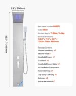 Shower Panel Tower System Stainless Steel Column Rainfall Waterfall Head 5 Modes - Image 7