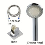 LED Color-Changing Rainfall Shower Head Set with Hose & Base – Water-Saving, Battery-Free Design for Modern Bathrooms - Image 3